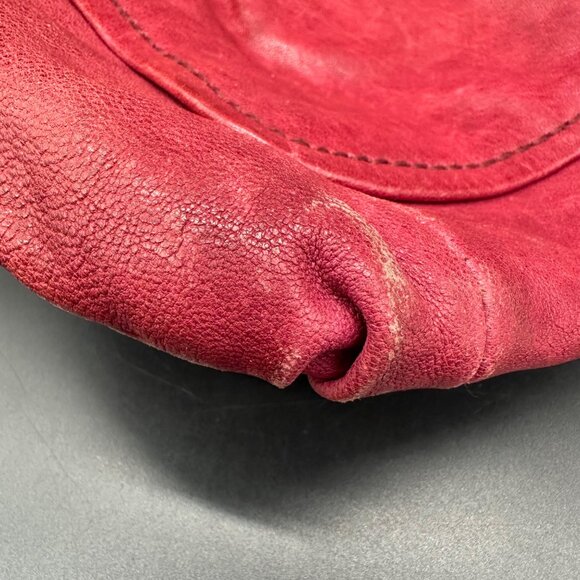 Fossil Red Leather Crossbody Purse 1954 Adjustable Strap Brass Accents READ - Picture 13 of 15